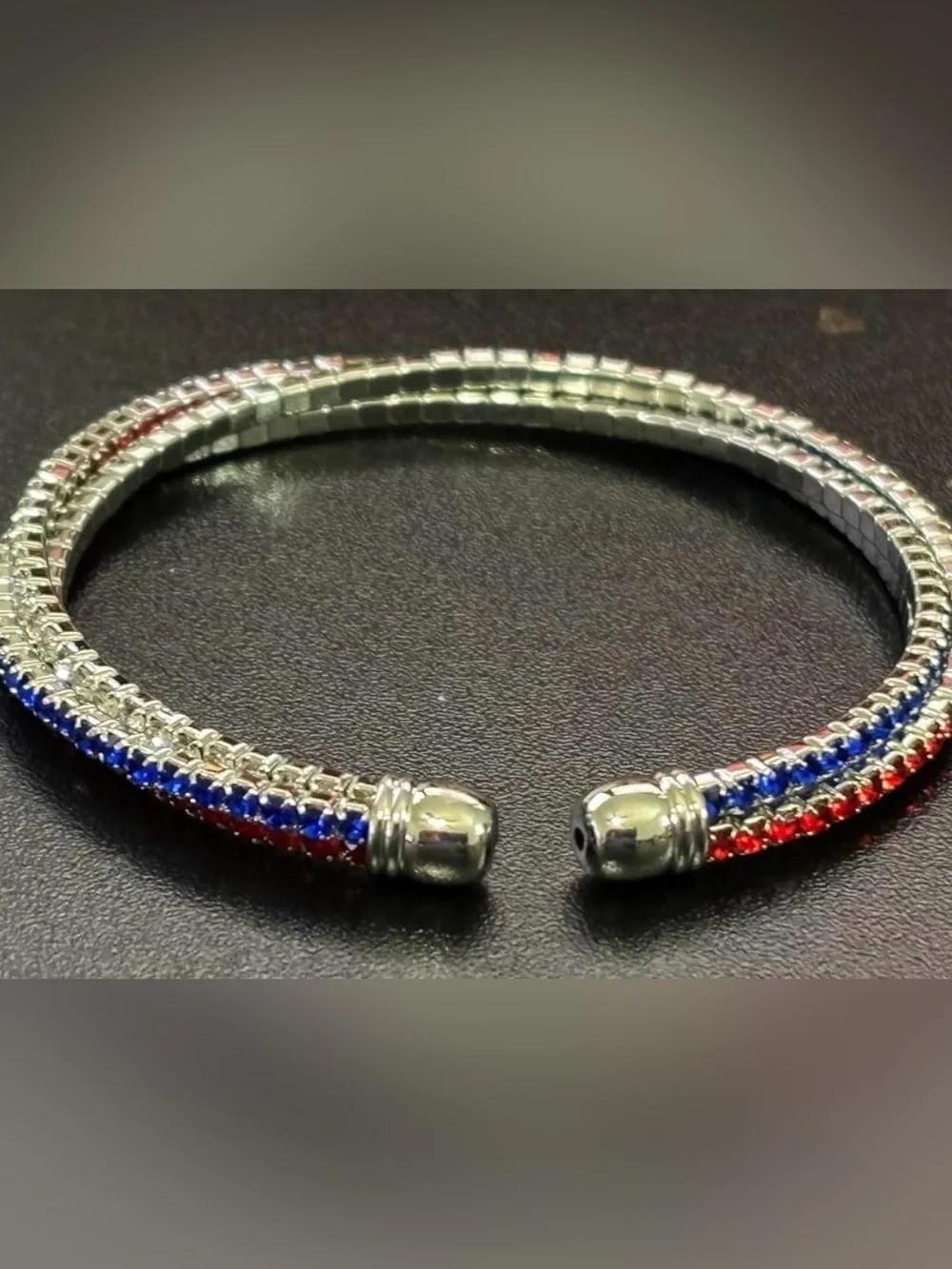 Anthropologie Red, White, and Blue Rhinestone Bangle Bracelet